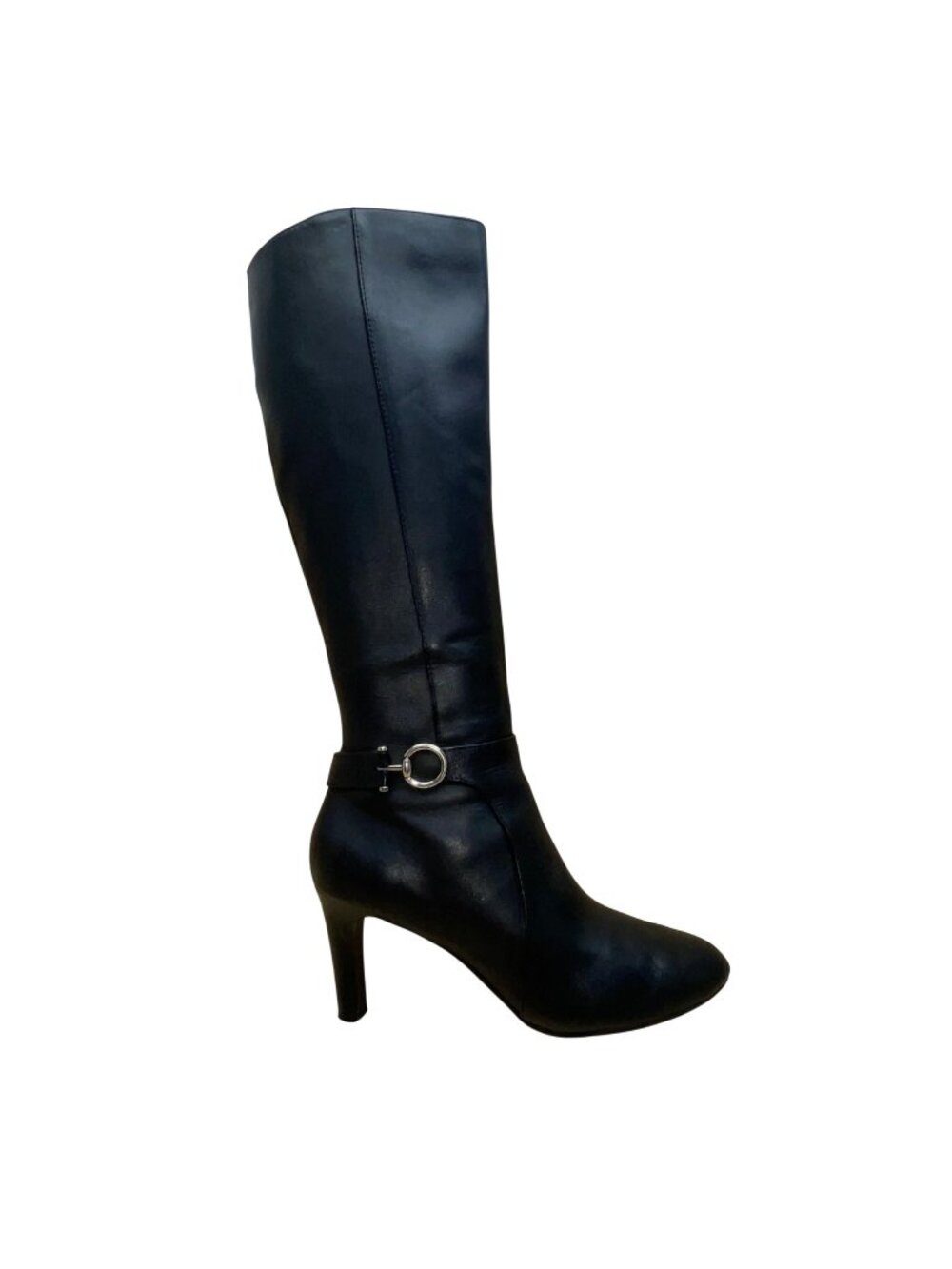 Bandolino Women’s Black Leather Zip Up Knee-High Heeled Lella Boots Size 8.5M